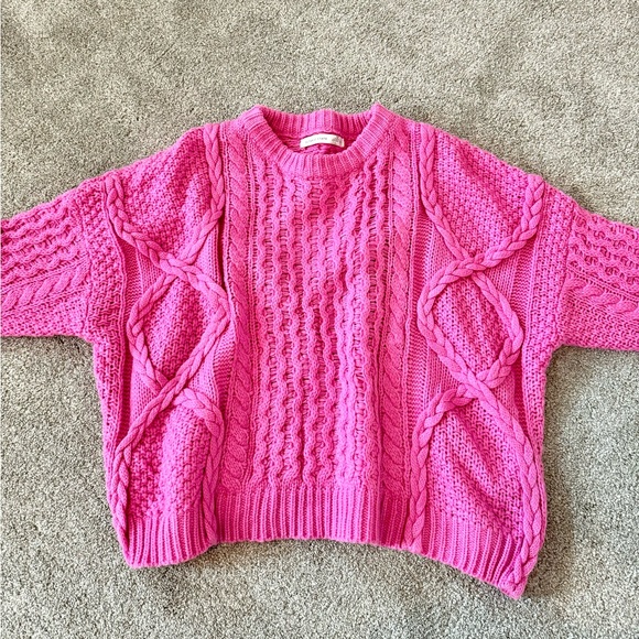 ✨ Altar’d State Hot Pink Cable Knit Sweater - Picture 2 of 5